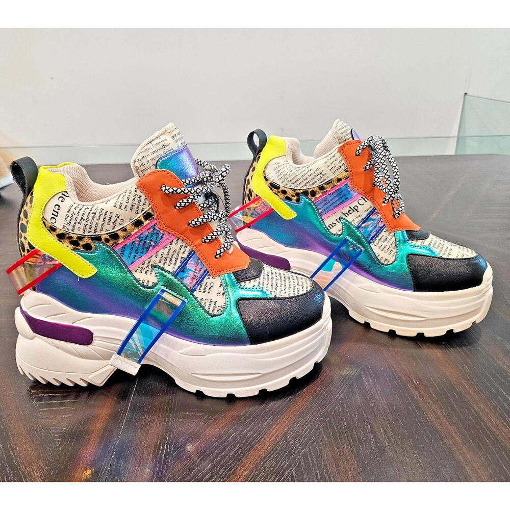Anthony Wang Oval-02 Multi Colored Platform Sneakers sz 8